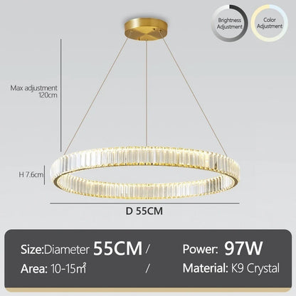 Kristallen kroonluchter met dubbele ringen 55 cm - Hanglamp