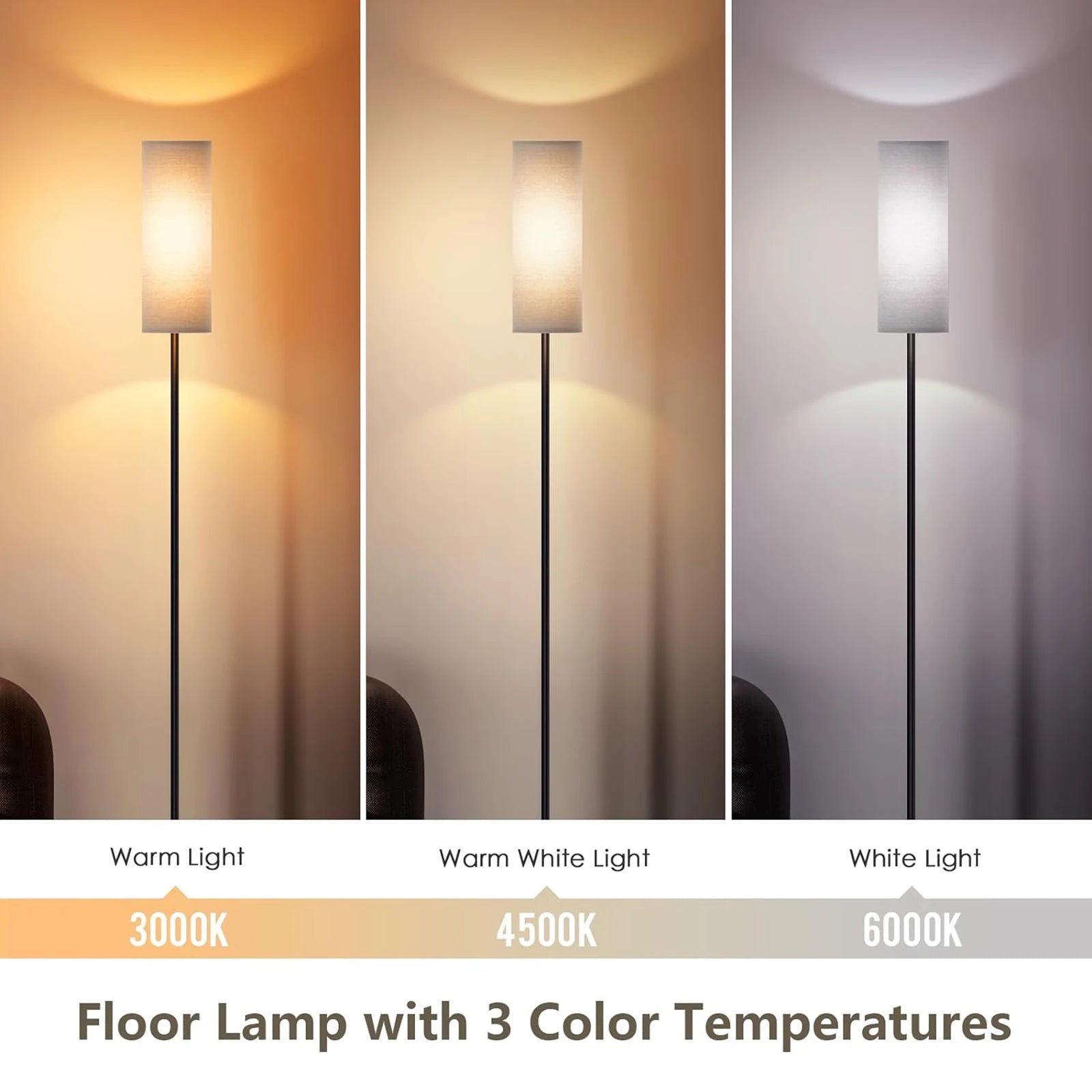 Moderne LED vloerlamp - staande lamp met 3 kleurtemperaturen en voetschakelaar