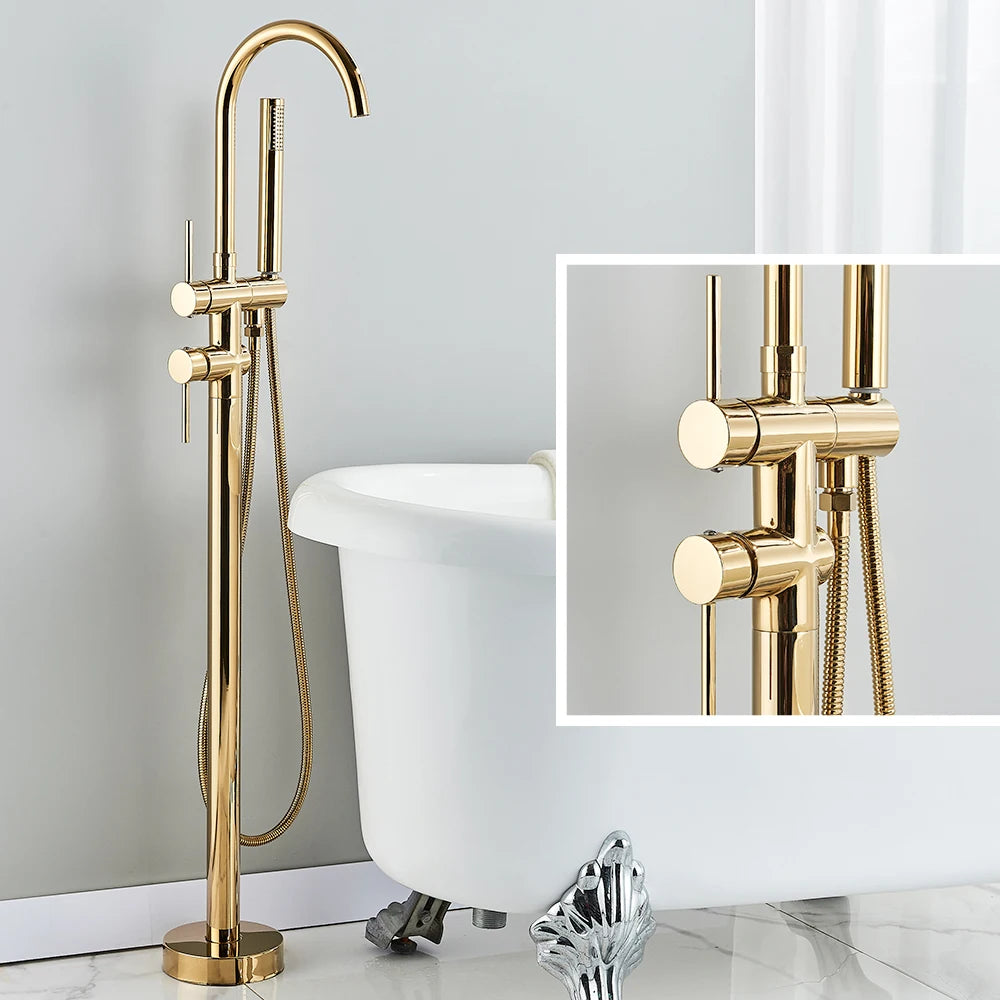 Stand-Badewannenarmatur – Einhebelmischer mit 360° schwenkbarem Auslauf und Handbrause