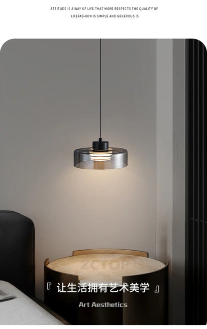 Minimalistische glazen led-hanglamp zwart