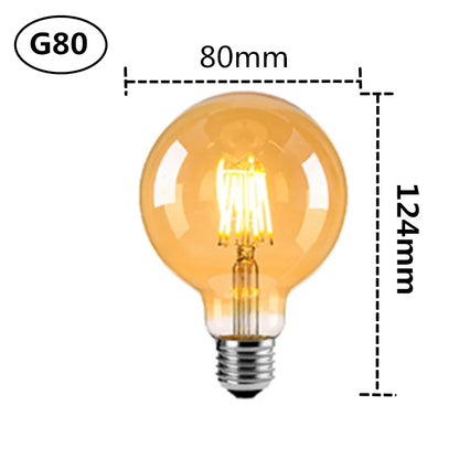 G80 LED Edison-lamp E27 dimbaar 10W vintage bolvormige lamp warm wit 2700K amberkleurig glas retro gloeidraad decoratieve lamp 220V energiebesparend