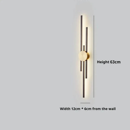 Moderne lange wandlamp - Luxe zwarte en gouden LED-wandlamp | Slaapkamer, hal, woonkamer