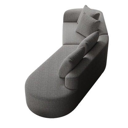 Luxe donkergrijze chenille cloudbank - 4-zits gebogen hoekbank 