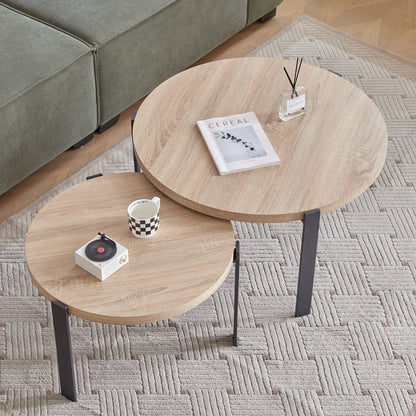 Wagner salontafel set van 2 hout rond scherpe look 