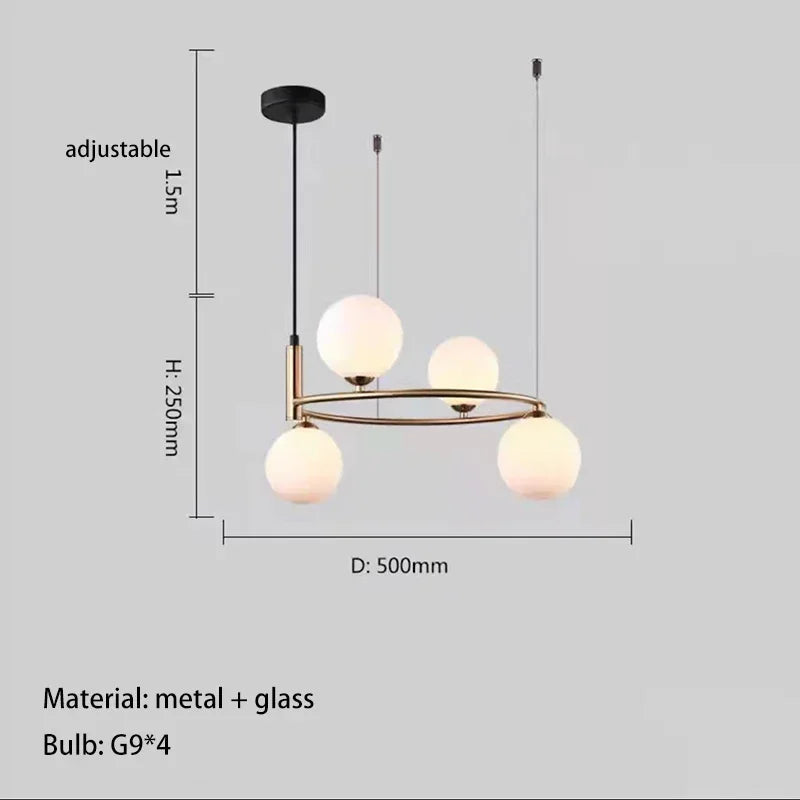Moderne Glazen Bollen Kroonluchter – 4/6/8 Lichten | Goud of Zwart