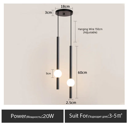 Minimalistische hanglamp naast het bed - moderne LED-lamp met één kop