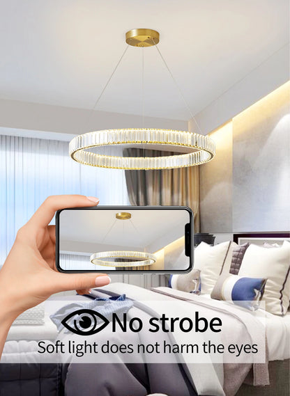 Kristallen kroonluchter met dubbele ringen 55 cm - Hanglamp