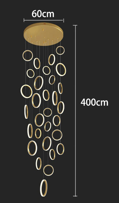 Treppenhaus-Kronleuchter mit Kristallring – Modern für Treppenhäuser und hohe Decken