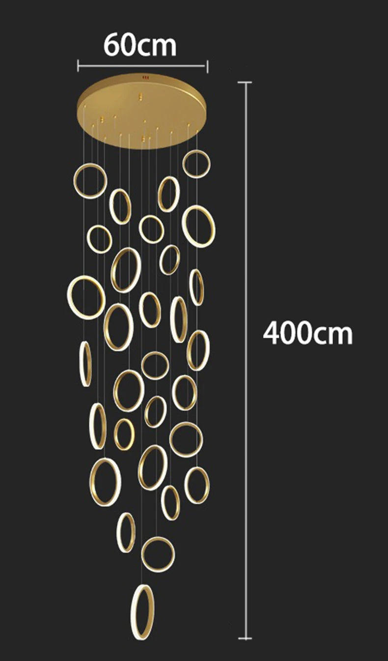 Treppenhaus-Kronleuchter mit Kristallring – Modern für Treppenhäuser und hohe Decken