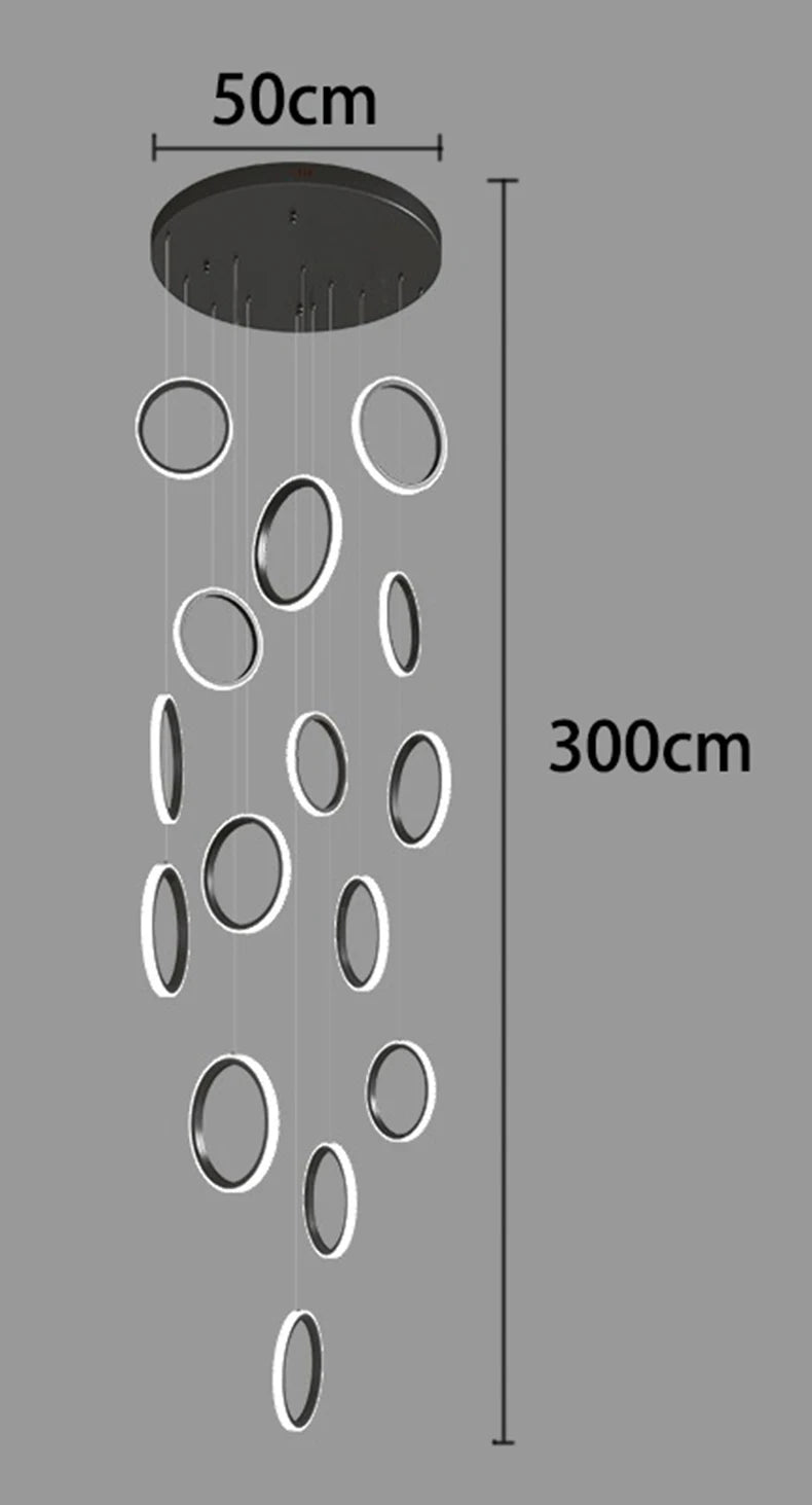 Treppenhaus-Kronleuchter mit Kristallring – Modern für Treppenhäuser und hohe Decken