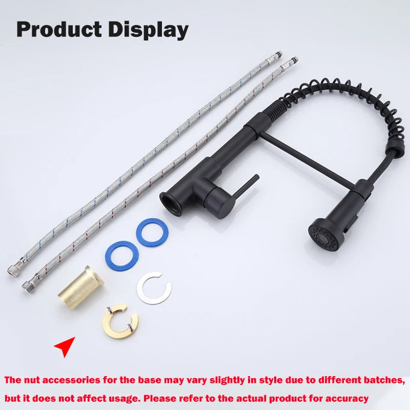 Küchenarmatur aus Edelstahl – Ausziehbarer Federauslauf mit 360°-Drehung | Mattschwarz