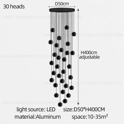 Moderne LED ronde hangkroonluchter - meerlichts trappenhuisarmatuur