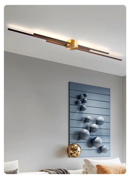 Moderne lange wandlamp - Luxe zwarte en gouden LED-wandlamp | Slaapkamer, hal, woonkamer