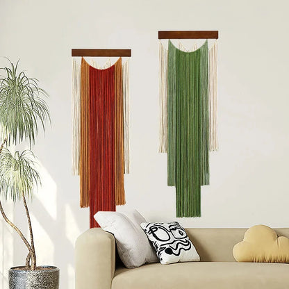 Groene Macramé Wanddecoratie met Boho Franje