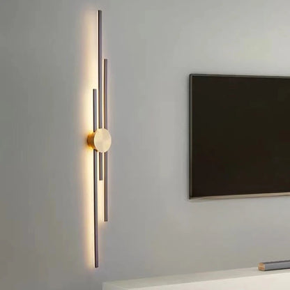 Moderne lange wandlamp - Luxe zwarte en gouden LED-wandlamp | Slaapkamer, hal, woonkamer