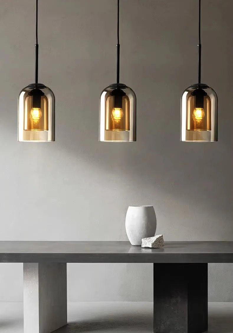 Moderne Hanglamp – Glas & IJzer, 1 of 3 Koppen, Dimbaar