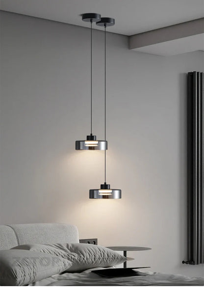 Minimalistische glazen led-hanglamp zwart