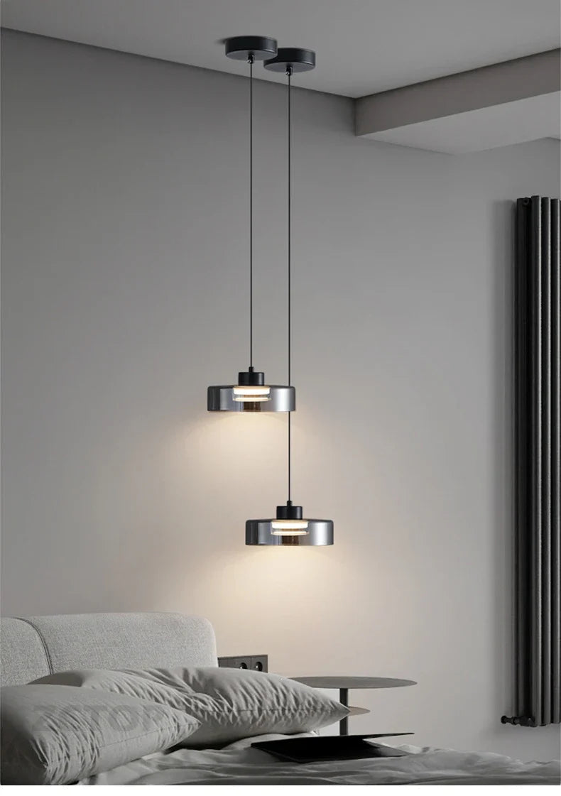 Minimalistische glazen led-hanglamp zwart
