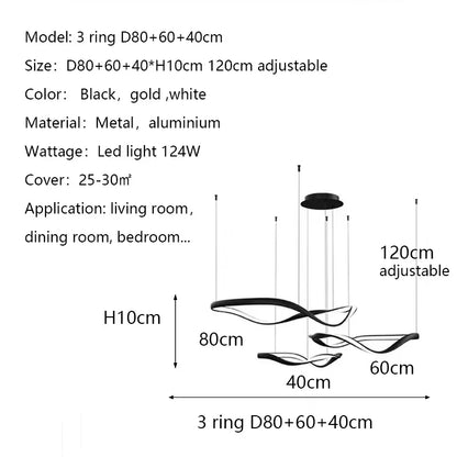 Moderne Golfvormige Ring LED Hanglamp - Circulaire Designer Kroonluchter