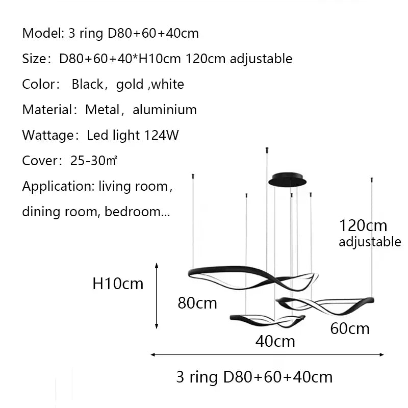 Moderne Golfvormige Ring LED Hanglamp - Circulaire Designer Kroonluchter