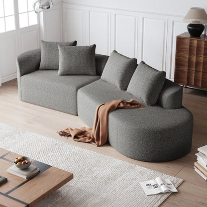 Luxe donkergrijze chenille cloudbank - 4-zits gebogen hoekbank 