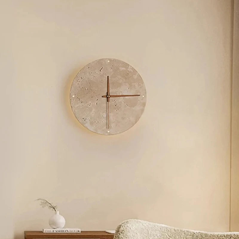 Round Stone LED Wall clock Sconce – Wabi Sabi, 23 or 30 cm