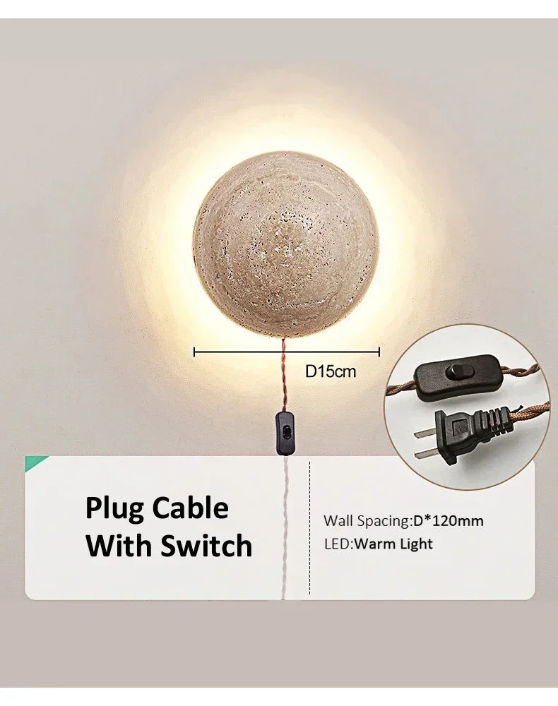 Nordic Limestone Wandlamp - Natuursteen LED-lamp voor Slaapkamer &amp; Gang