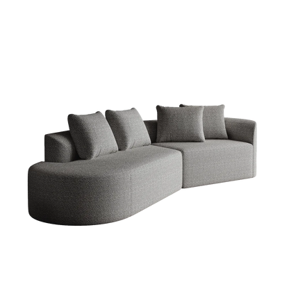 Luxe donkergrijze chenille cloudbank - 4-zits gebogen hoekbank 