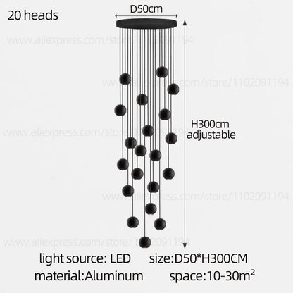 Moderne LED ronde hangkroonluchter - meerlichts trappenhuisarmatuur