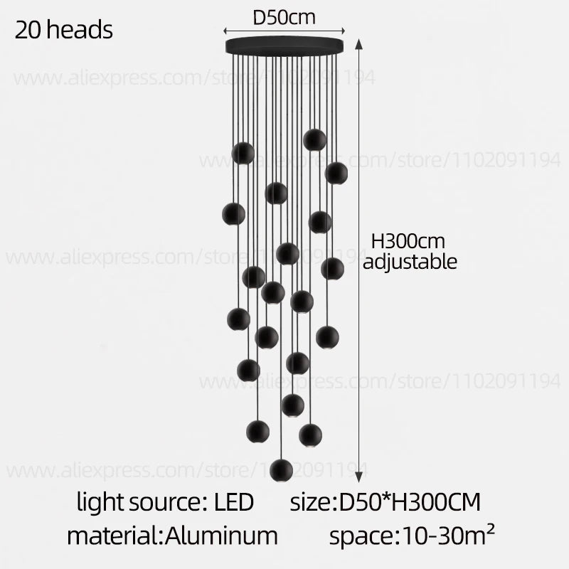 Moderne LED ronde hangkroonluchter - meerlichts trappenhuisarmatuur
