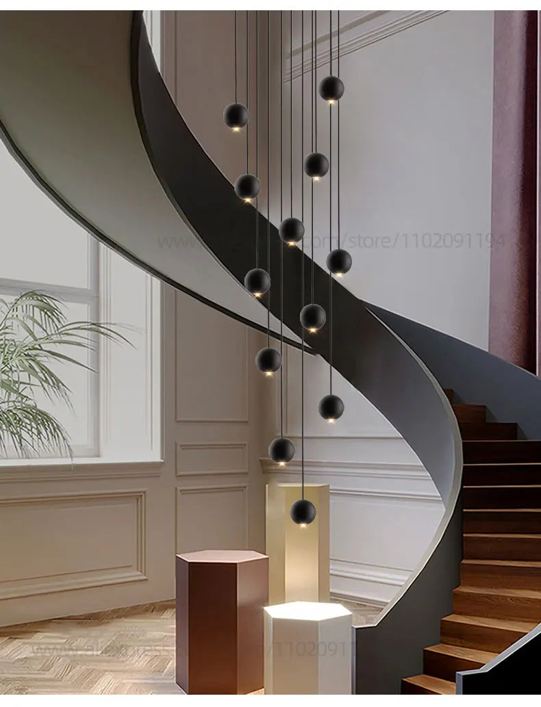 Moderne LED ronde hangkroonluchter - meerlichts trappenhuisarmatuur