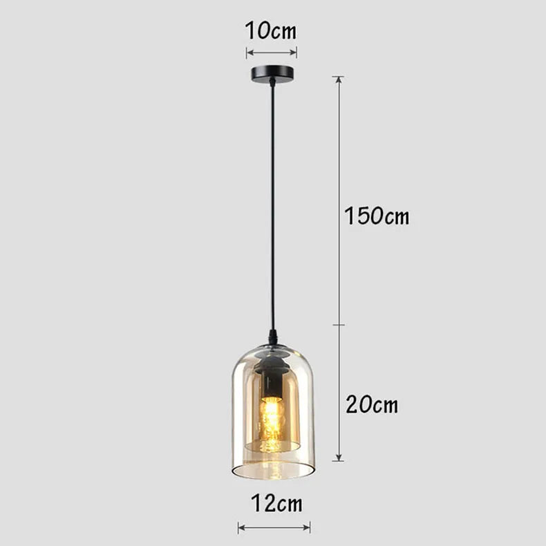 Moderne Hanglamp – Glas & IJzer, 1 of 3 Koppen, Dimbaar