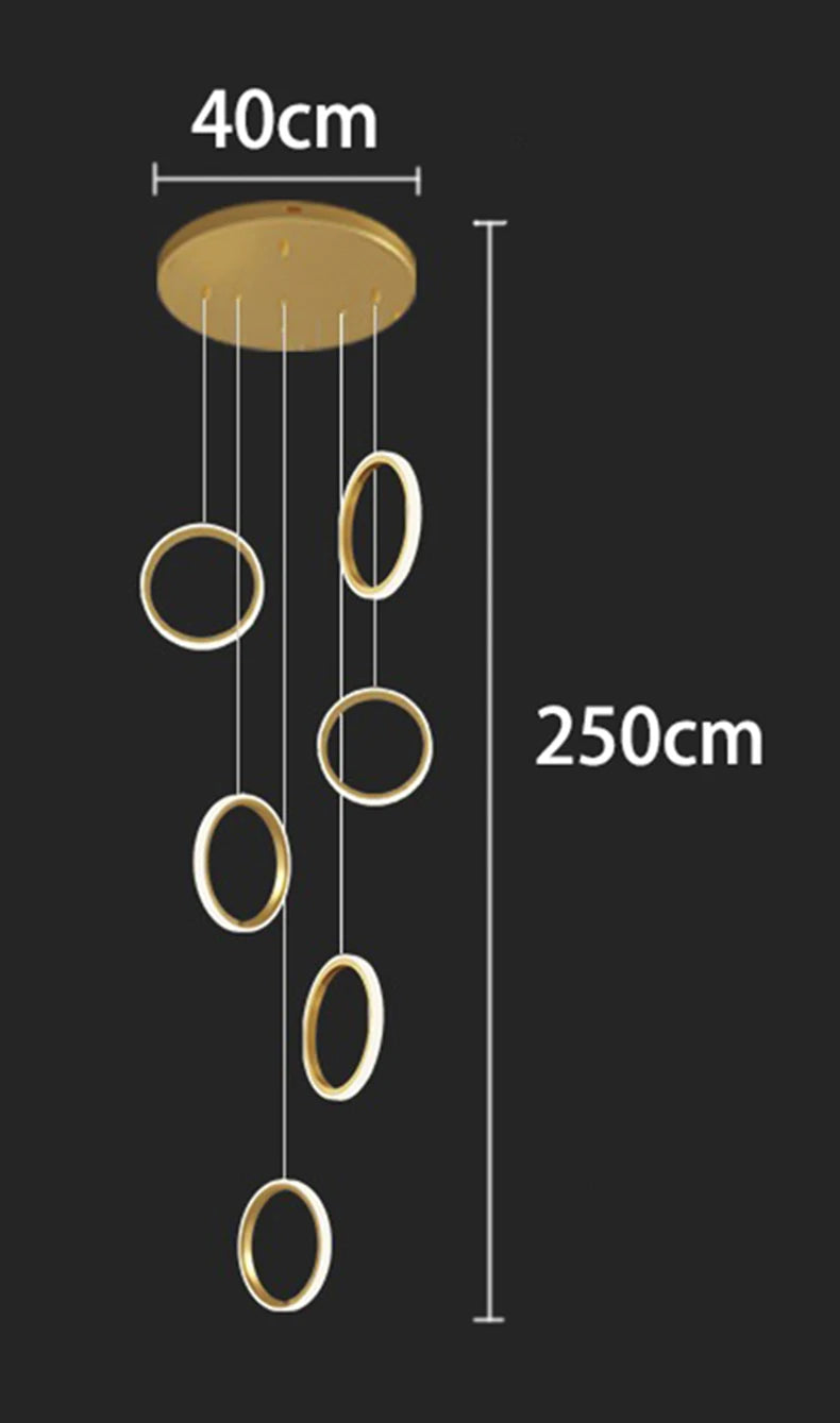 Treppenhaus-Kronleuchter mit Kristallring – Modern für Treppenhäuser und hohe Decken