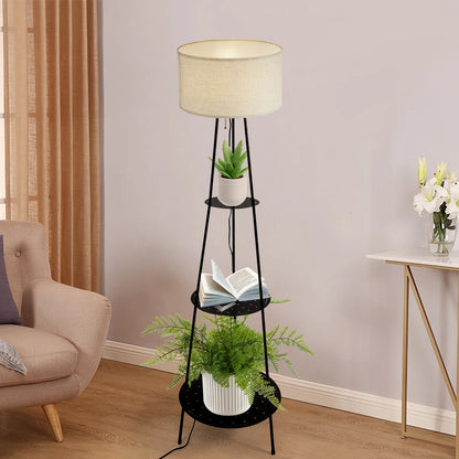 Moderne staande lamp met 3-laags plank - E27 staande lamp met opbergruimte