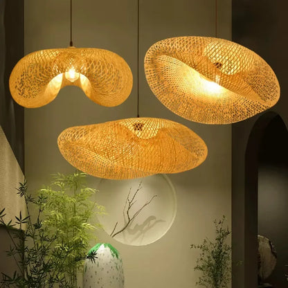 Hand-Woven Bamboo Pendant Light - Natural Rattan Chandelier