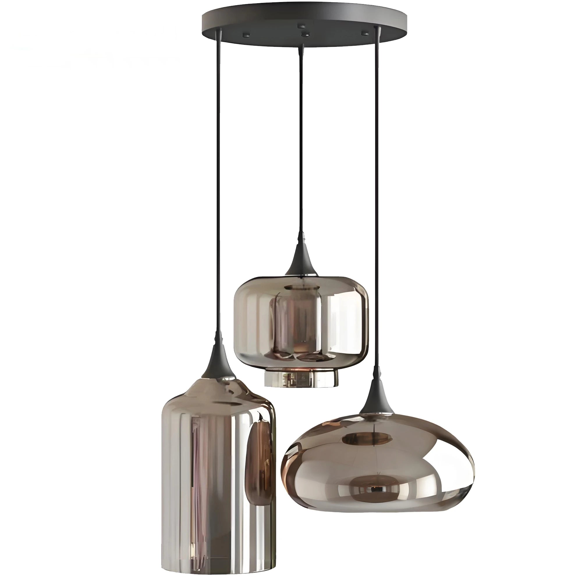 Modern Glass Pendant Chandelier - 3-Light Fixture with Irregular Design