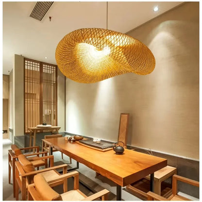 Hand-Woven Bamboo Pendant Light - Natural Rattan Chandelier