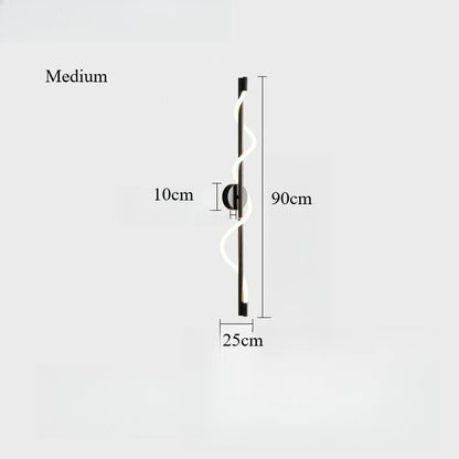 LED-spiraalwandlamp – moderne zwarte en gouden wandlamp | Slaapkamer, woonkamer, hal