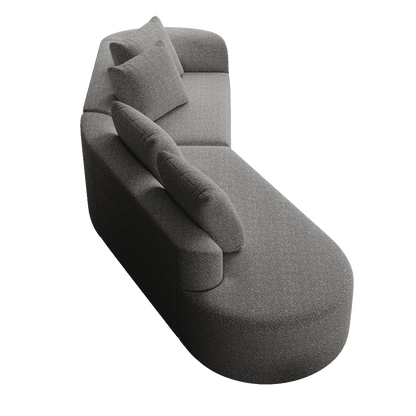 Luxe donkergrijze chenille cloudbank - 4-zits gebogen hoekbank 