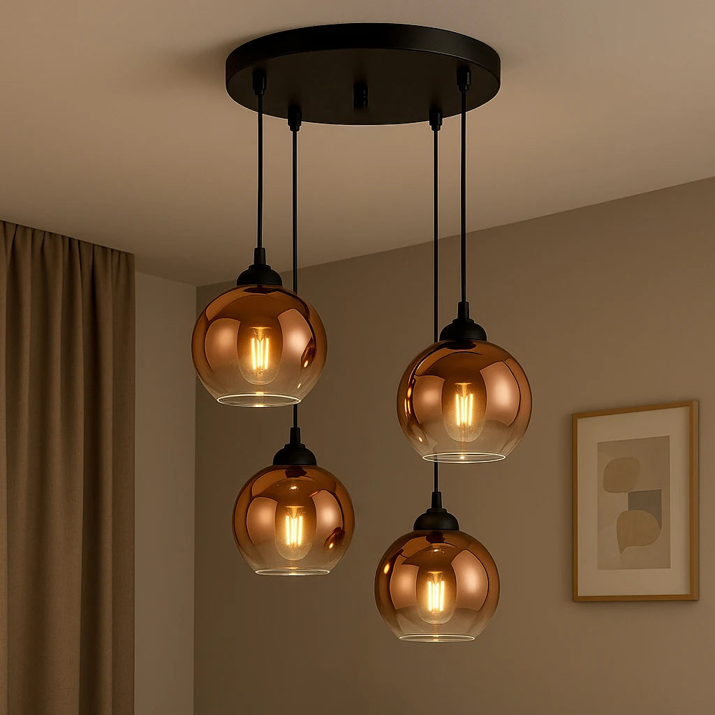 Modern Glass Pendant Chandelier - Multi-Light Fixture for Dining Room