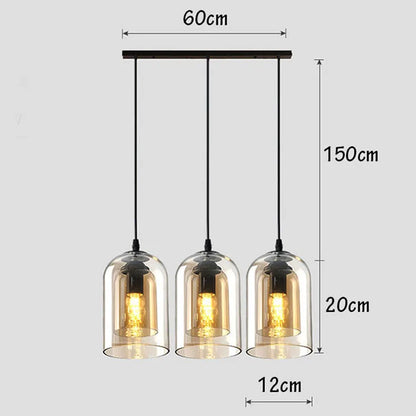 Moderne Hanglamp – Glas & IJzer, 1 of 3 Koppen, Dimbaar