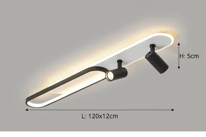 Dimbare led-plafondlamp met spotlight – 60/80/100/120 cm | Zwart, wit of goud