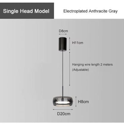 Glazen hanglamp - moderne LED-kroonluchter voor woon- en eetkamer