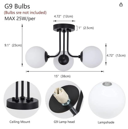 Nordic glazen bol plafondlamp - moderne smeedijzeren plafondlamp voor slaapkamer en gang