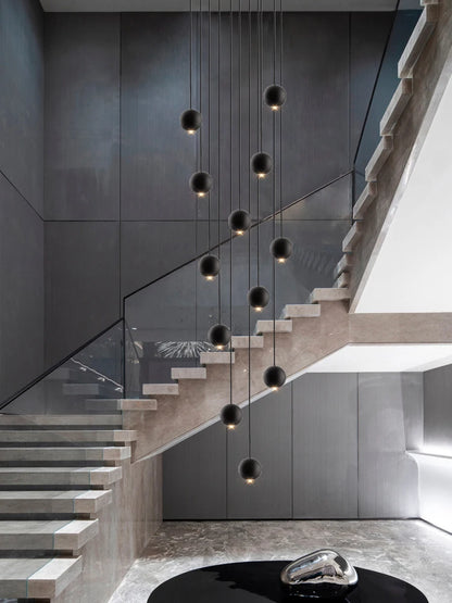 Moderne LED ronde hangkroonluchter - meerlichts trappenhuisarmatuur