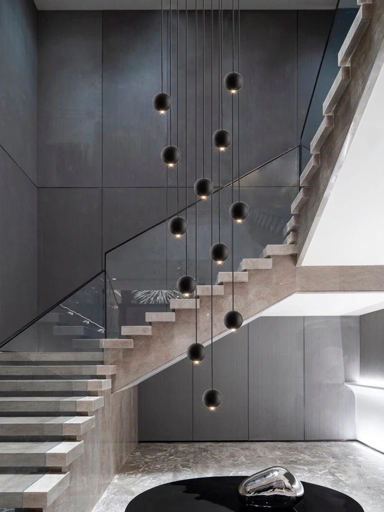 Moderne LED ronde hangkroonluchter - meerlichts trappenhuisarmatuur