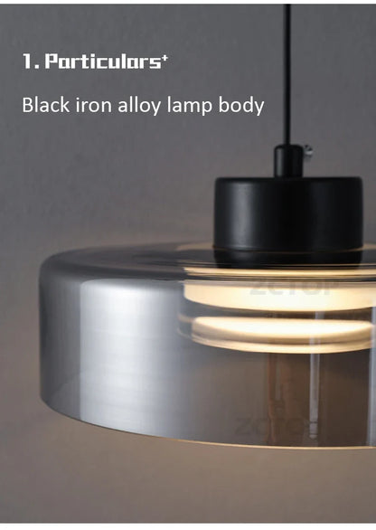 Minimalistische glazen led-hanglamp zwart