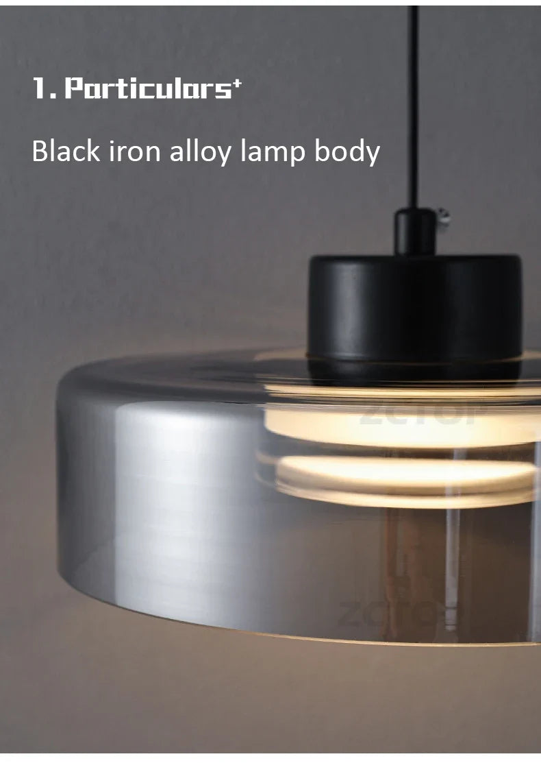 Minimalistische glazen led-hanglamp zwart