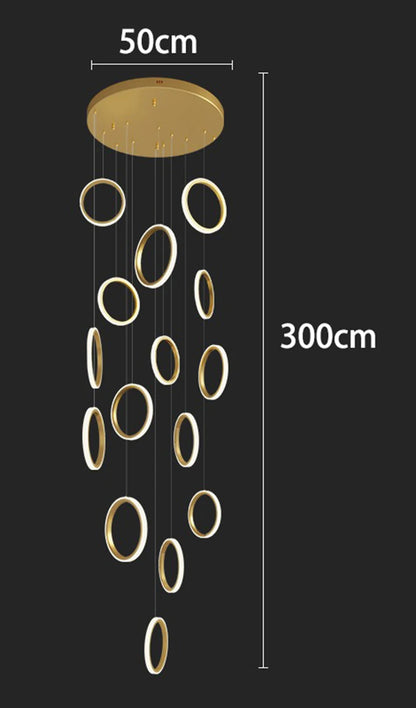 Treppenhaus-Kronleuchter mit Kristallring – Modern für Treppenhäuser und hohe Decken
