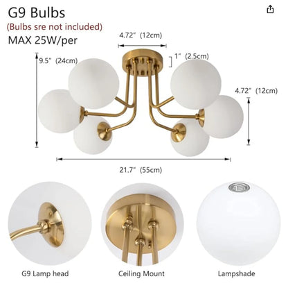 Nordic glazen bol plafondlamp - moderne smeedijzeren plafondlamp voor slaapkamer en gang